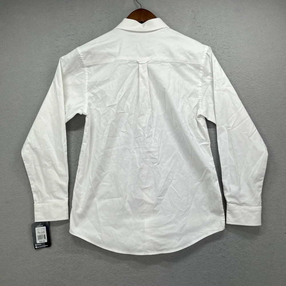 Chaps Button Down Shirt Boys L 14/16 White Stretch Long Sleeve Casual Preppy New